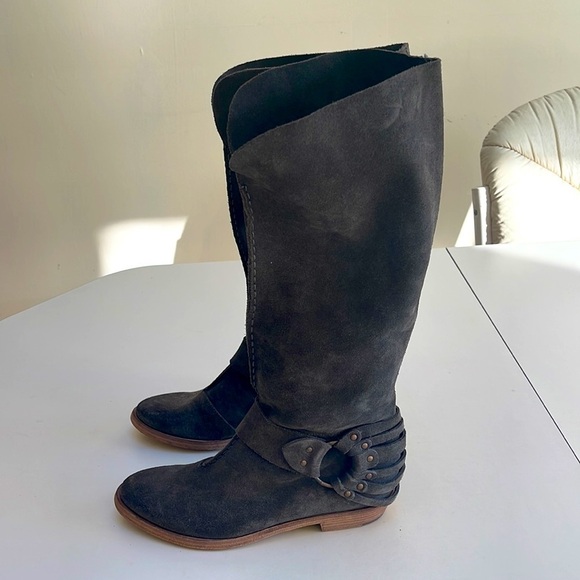 🆕 $545 BARNEY’S New York CO-OP Suede Gray Tall Boots Size 6.5 EU 36.5 - Picture 5 of 10